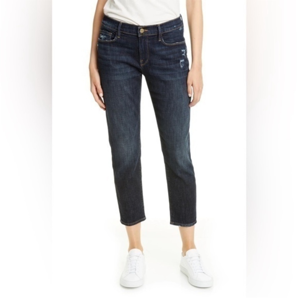 Frame Le Garçon Crop Boyfriend Jeans in Covant Dark Wash Size | 29